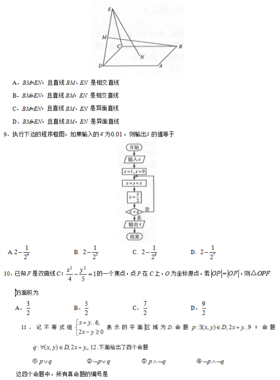 2019四川高考文科数学试题【word精校版】 2019四川高考文科数学试题【word精校版】