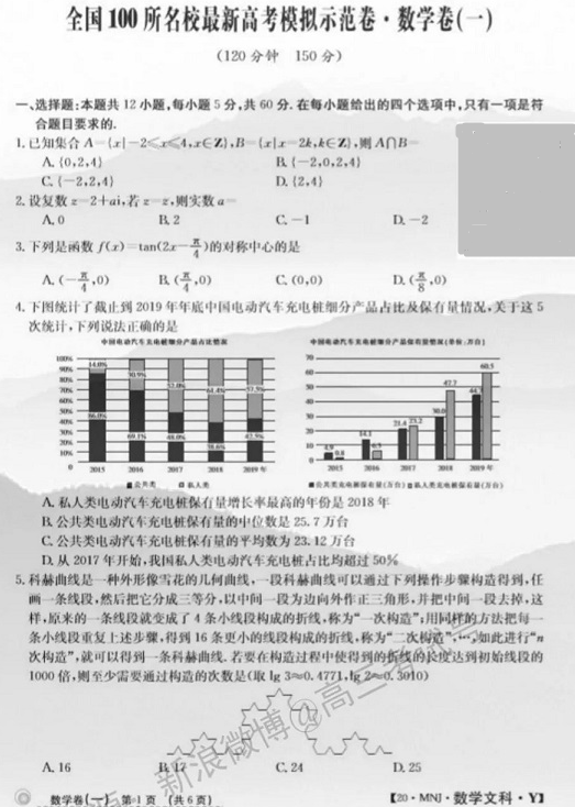 2020全国100所名校卷数学(含答案) 2020全国100所名校卷数学(含答案)